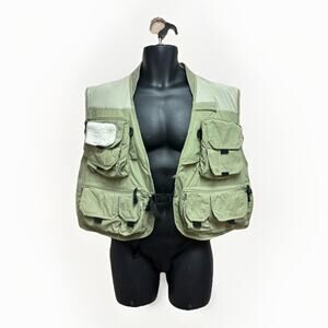 Guide's Choice Fly Fishing Vest Men's XL Cargo Pockets Adjustable Green